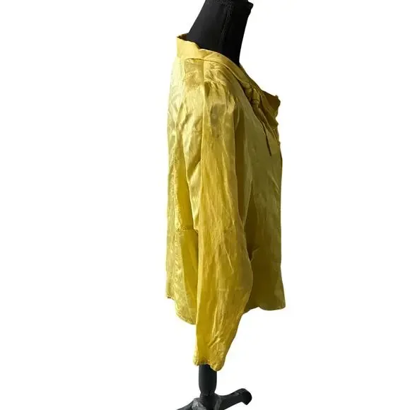 Babette Vintage Yellow Longsleeve Blouse Top with Tie Front Collar, Sz M - Picture 14 of 14